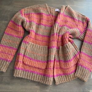 Pink lily women’s Medium pink stripped cardigan NWT